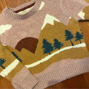 Copper Key toddler Scenic Mountain Sweater - Pink, Gold, Brown, Green